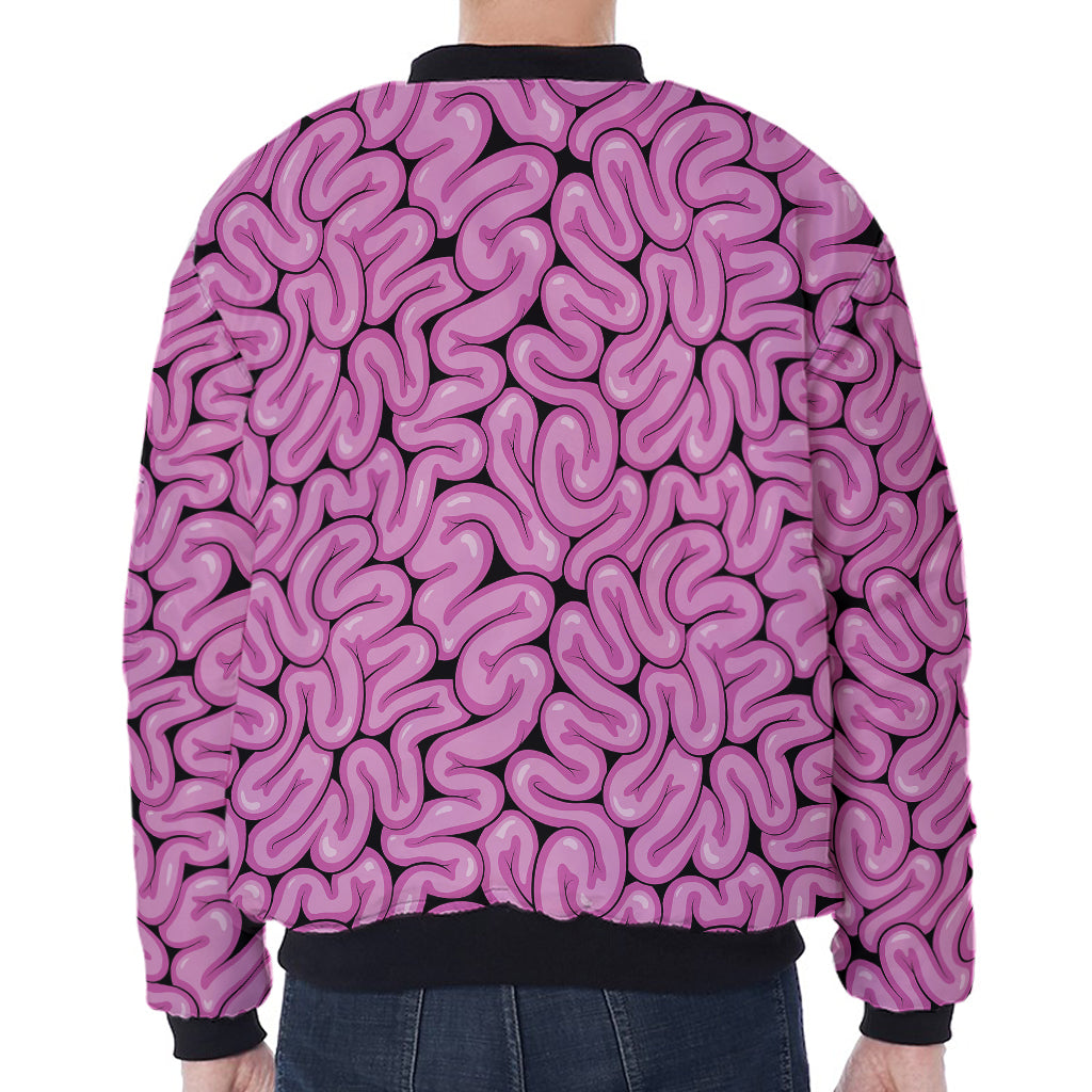 Halloween Brain Print Zip Sleeve Bomber Jacket