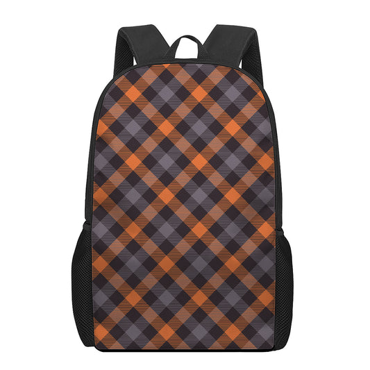 Halloween Buffalo Check Pattern Print 17 Inch Backpack