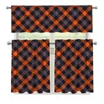 Halloween Buffalo Check Pattern Print 3 Piece Kitchen Curtains