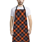 Halloween Buffalo Check Pattern Print Bib Apron With Pocket
