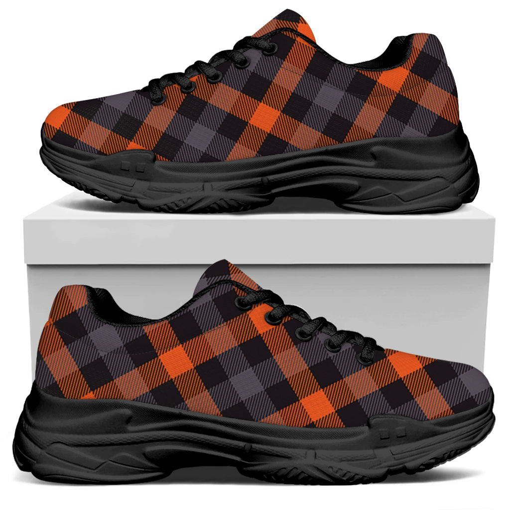 Halloween Buffalo Check Pattern Print Black Chunky Shoes