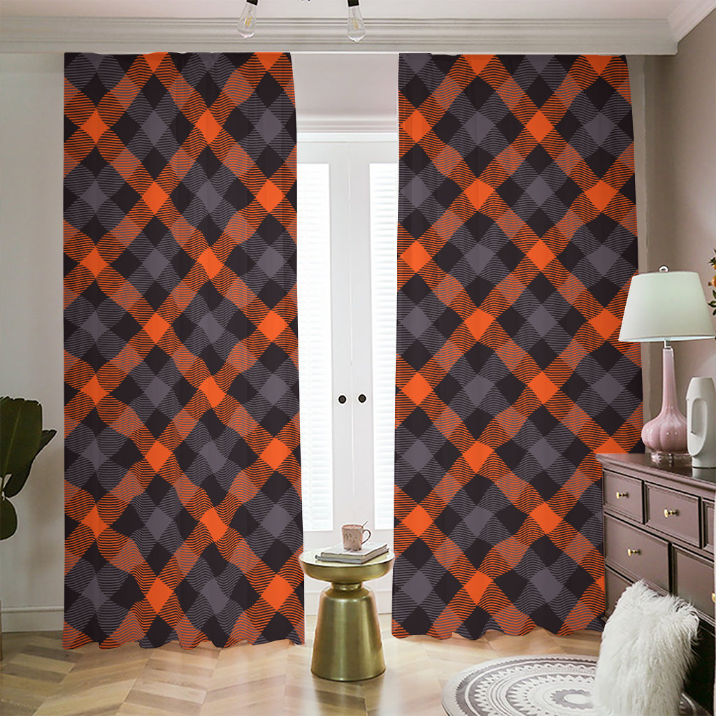 Halloween Buffalo Check Pattern Print Blackout Pencil Pleat Curtains