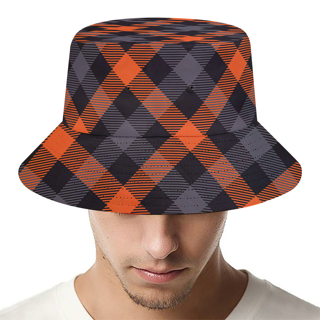Halloween Buffalo Check Pattern Print Bucket Hat
