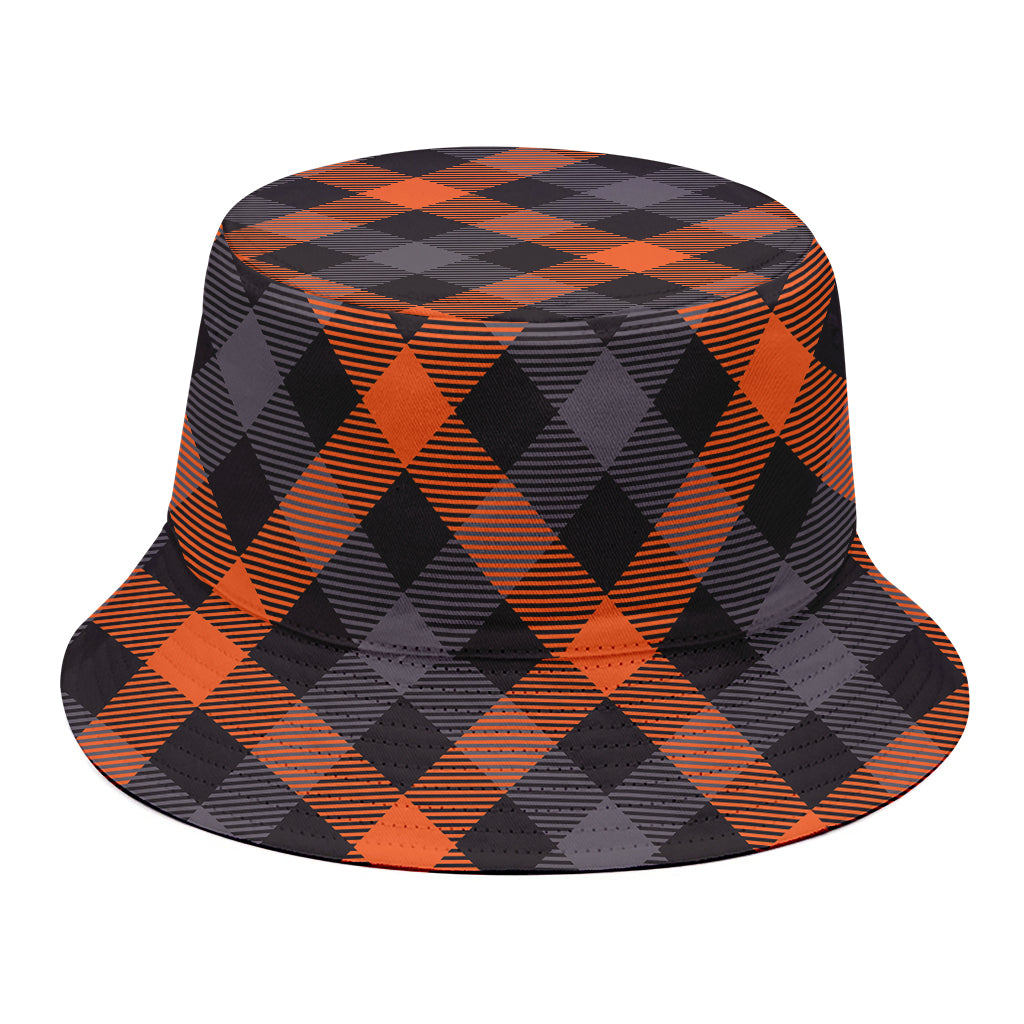 Halloween Buffalo Check Pattern Print Bucket Hat