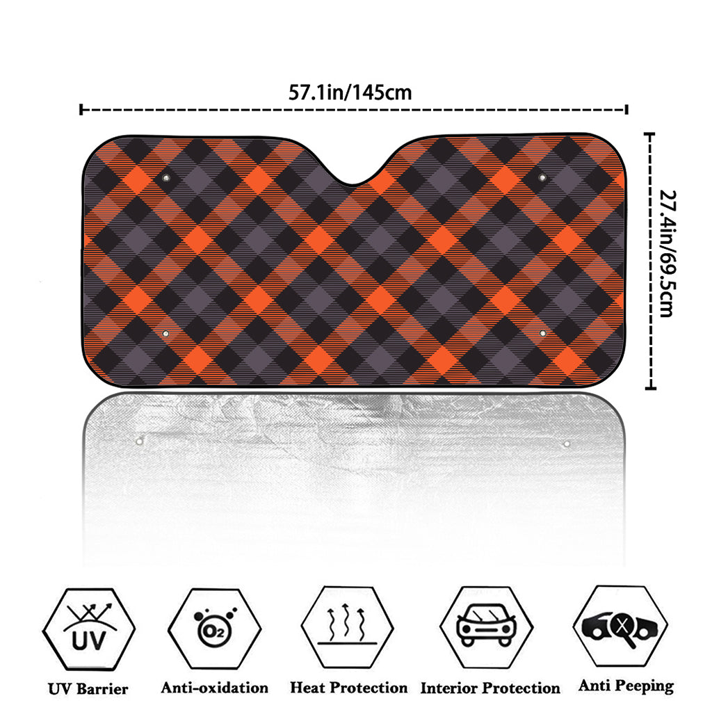 Halloween Buffalo Check Pattern Print Car Windshield Sun Shade