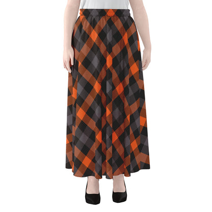 Halloween Buffalo Check Pattern Print Chiffon Maxi Skirt