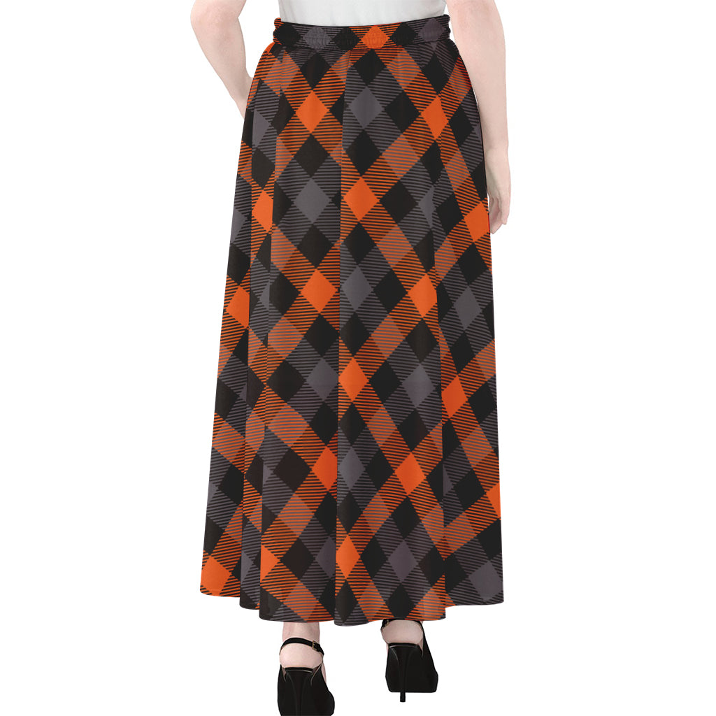 Halloween Buffalo Check Pattern Print Chiffon Maxi Skirt