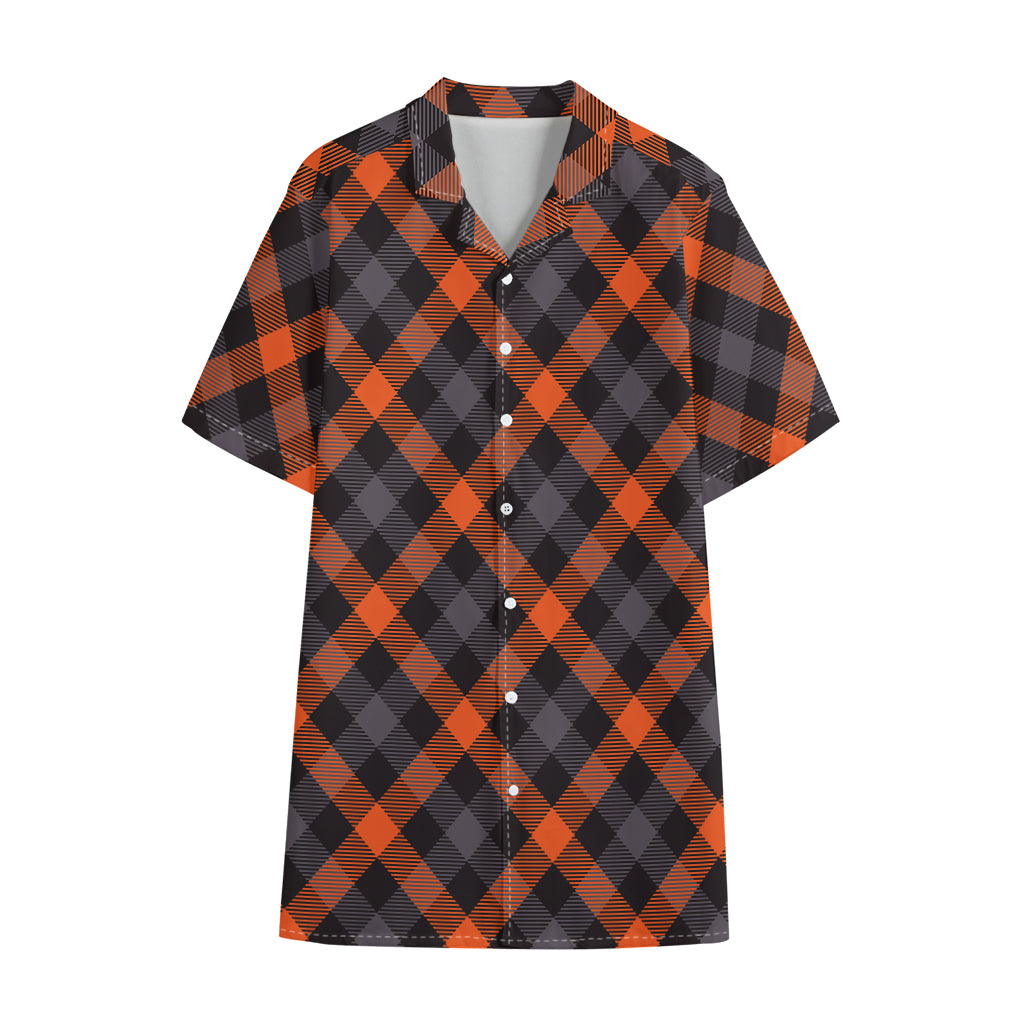Halloween Buffalo Check Pattern Print Cotton Hawaiian Shirt