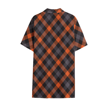 Halloween Buffalo Check Pattern Print Cotton Hawaiian Shirt