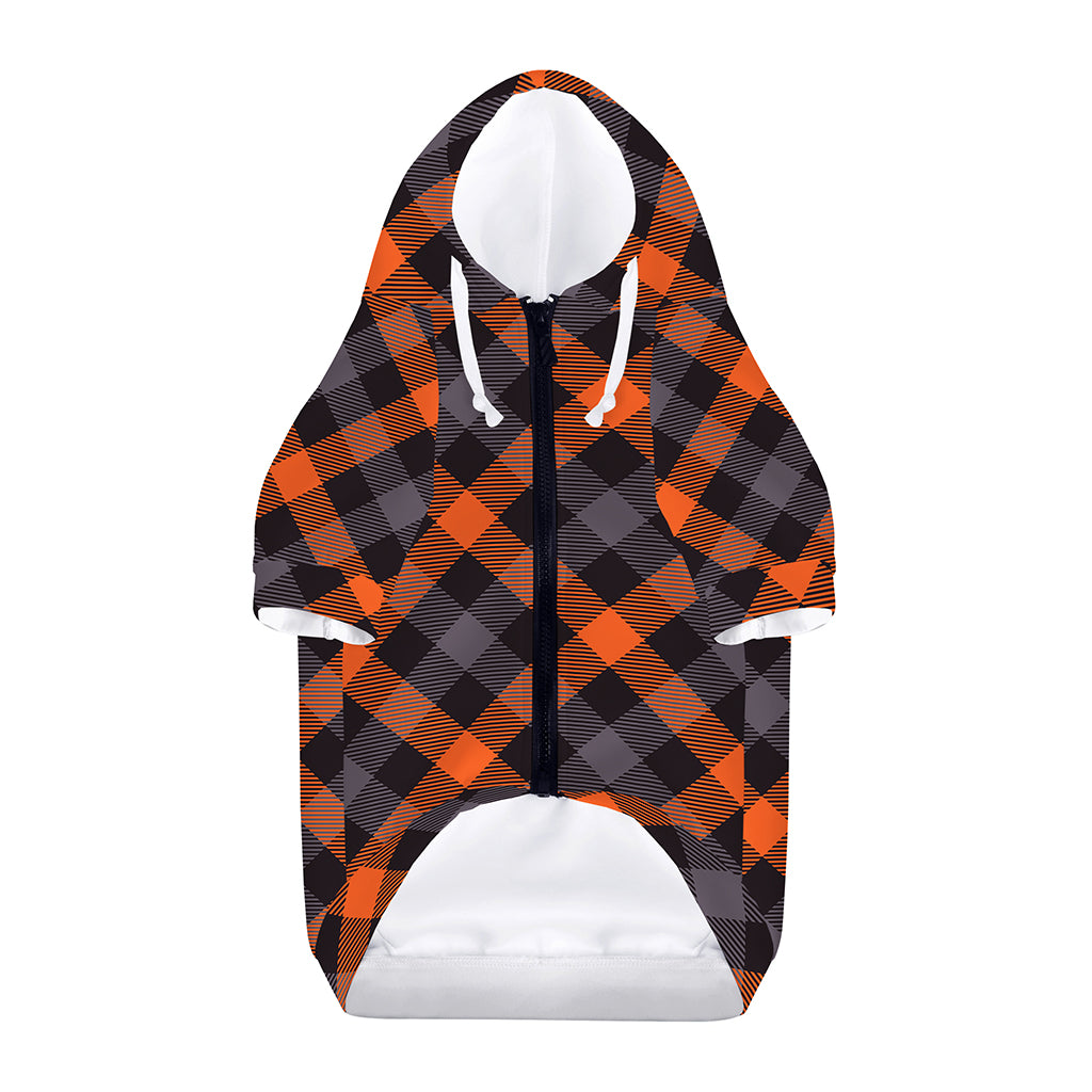 Halloween Buffalo Check Pattern Print Dog Zip Up Hoodie