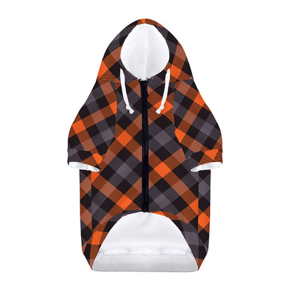 Halloween Buffalo Check Pattern Print Dog Zip Up Hoodie