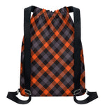 Halloween Buffalo Check Pattern Print Drawstring Backpack