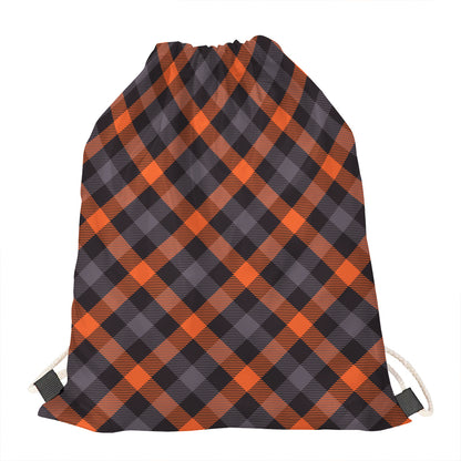 Halloween Buffalo Check Pattern Print Drawstring Bag