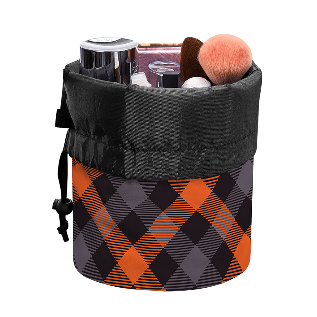 Halloween Buffalo Check Pattern Print Drawstring Makeup Bag