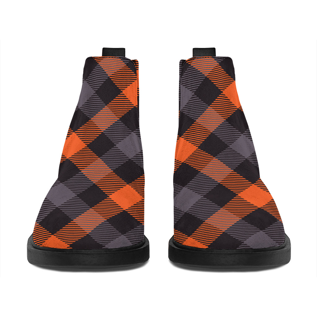 Halloween Buffalo Check Pattern Print Flat Ankle Boots