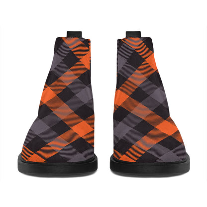 Halloween Buffalo Check Pattern Print Flat Ankle Boots