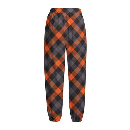 Halloween Buffalo Check Pattern Print Fleece Lined Knit Pants