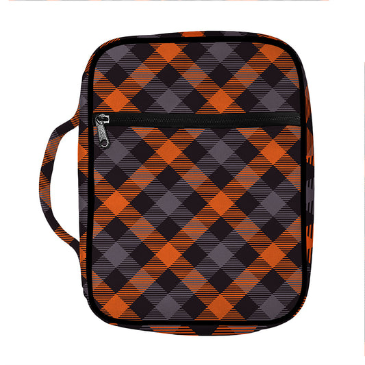 Halloween Buffalo Check Pattern Print Front Pocket Bible Bag