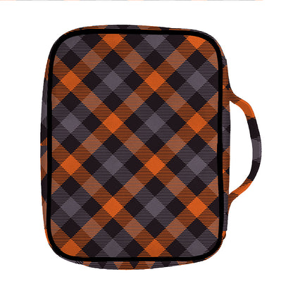 Halloween Buffalo Check Pattern Print Front Pocket Bible Bag