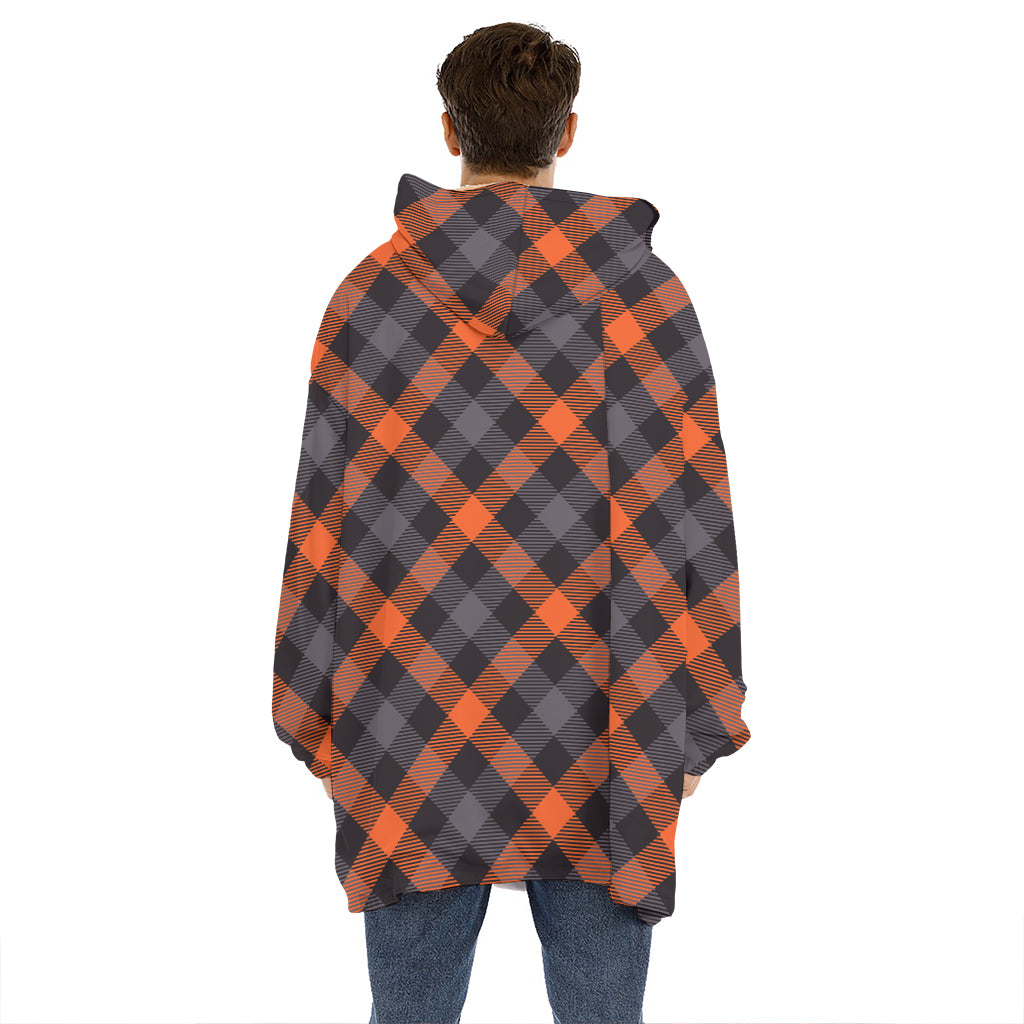 Halloween Buffalo Check Pattern Print Hoodie Blanket