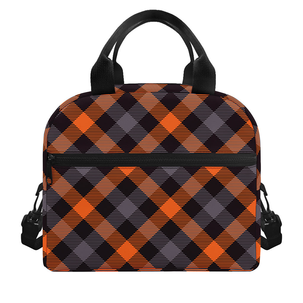 Halloween Buffalo Check Pattern Print Insulated Lunch Bag