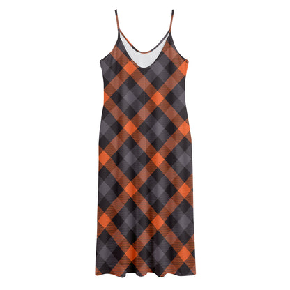 Halloween Buffalo Check Pattern Print Jersey Midi Cami Dress