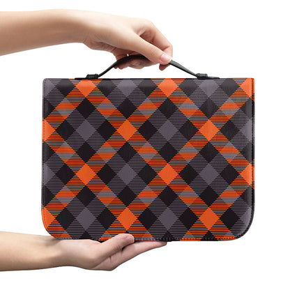 Halloween Buffalo Check Pattern Print Leather Bible Cover