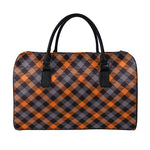 Halloween Buffalo Check Pattern Print Leather Duffle Bag