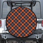 Halloween Buffalo Check Pattern Print Leather Spare Tire Cover