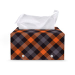 Halloween Buffalo Check Pattern Print Leather Tissue Box Cover