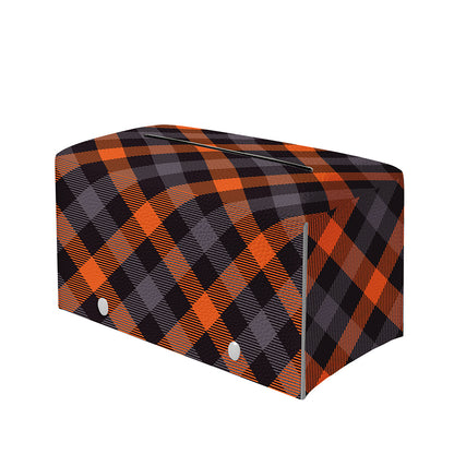 Halloween Buffalo Check Pattern Print Leather Tissue Box Cover
