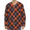 Halloween Buffalo Check Pattern Print Long Sleeve Baseball Jersey