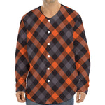 Halloween Buffalo Check Pattern Print Long Sleeve Baseball Jersey