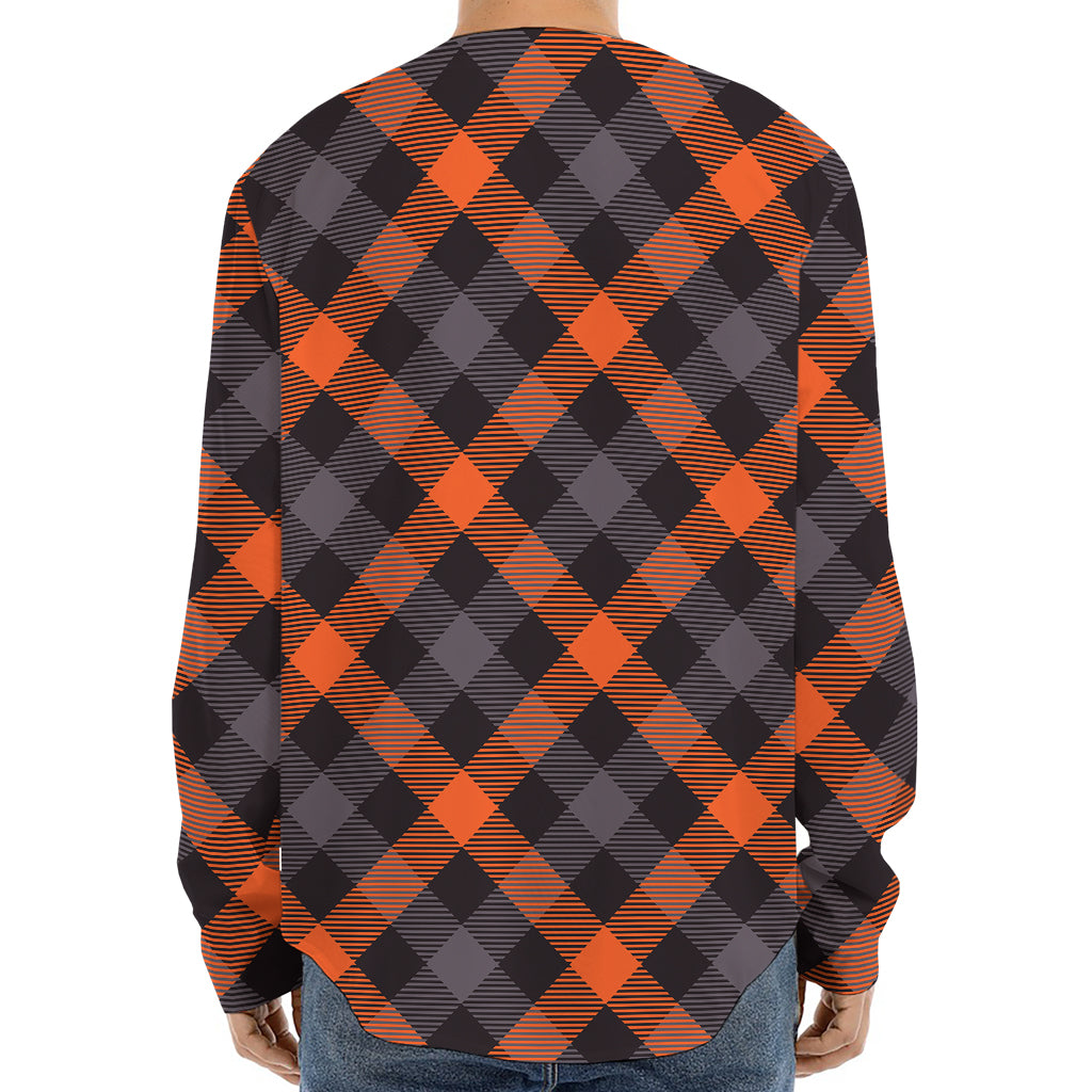 Halloween Buffalo Check Pattern Print Long Sleeve Baseball Jersey
