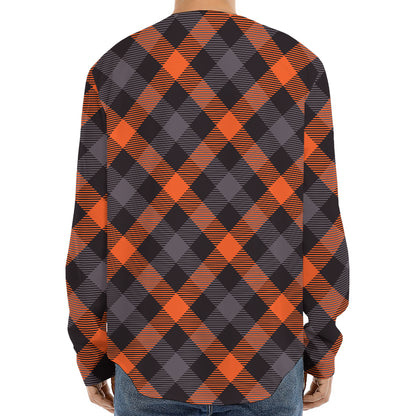 Halloween Buffalo Check Pattern Print Long Sleeve Baseball Jersey