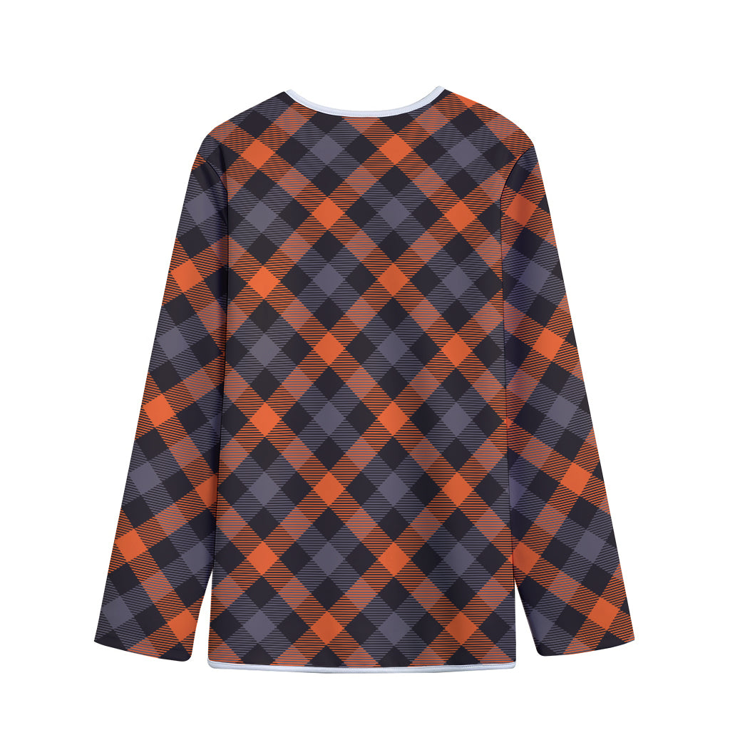 Halloween Buffalo Check Pattern Print Long Sleeve Short Coat