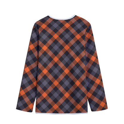 Halloween Buffalo Check Pattern Print Long Sleeve Short Coat