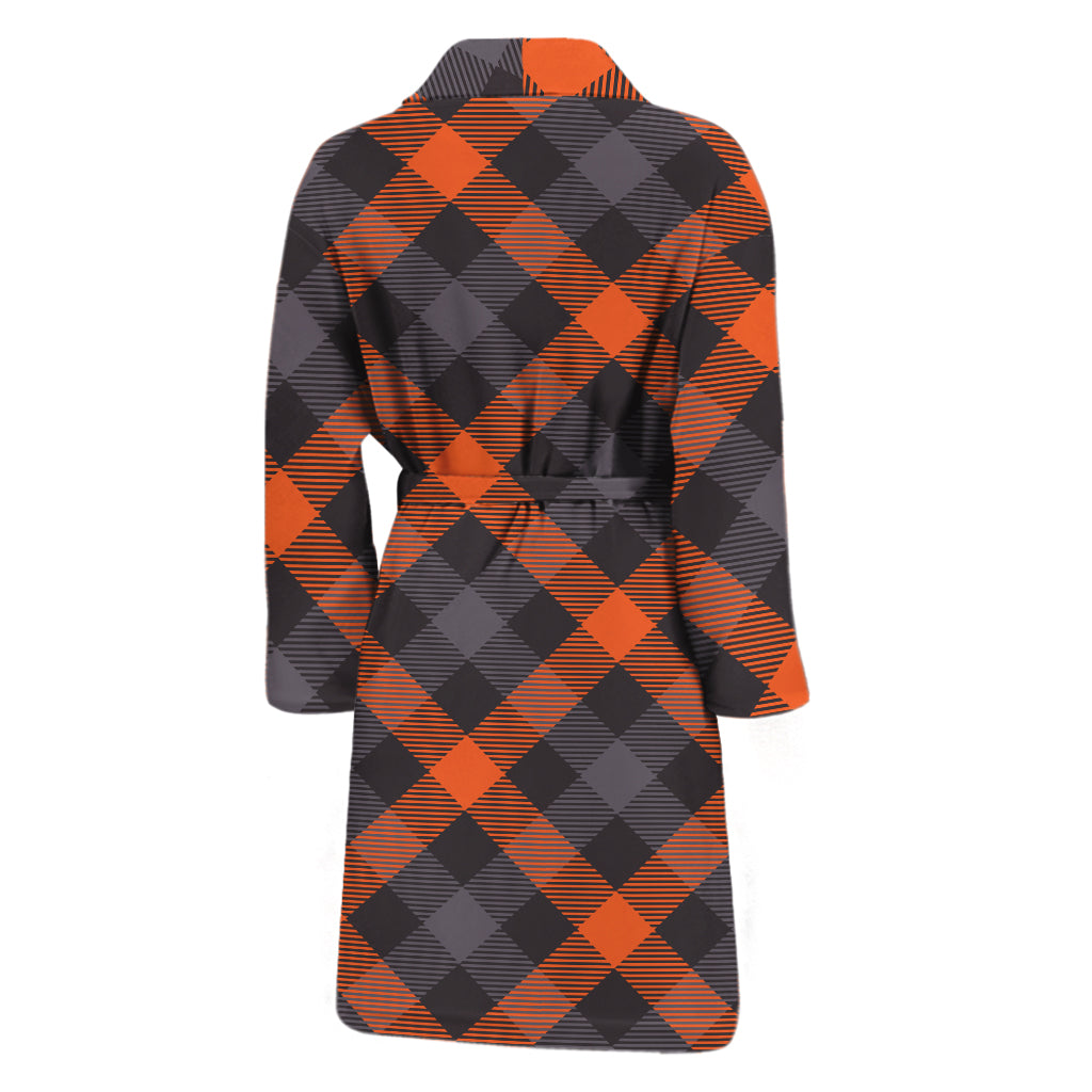 Halloween Buffalo Check Pattern Print Men's Bathrobe