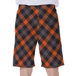 Halloween Buffalo Check Pattern Print Men's Beach Shorts