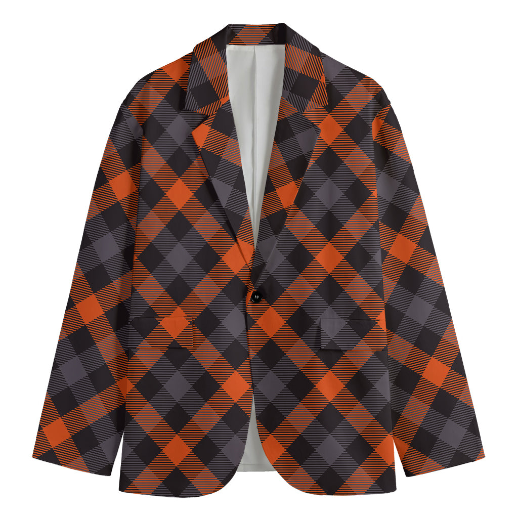 Halloween Buffalo Check Pattern Print Men's Cotton Blazer