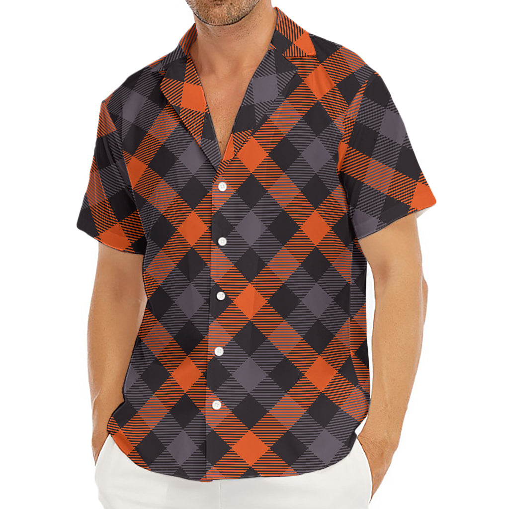 Halloween Buffalo Check Pattern Print Men's Deep V-Neck Shirt