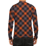 Halloween Buffalo Check Pattern Print Men's Long Sleeve Rash Guard