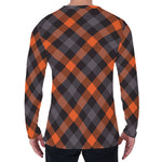 Halloween Buffalo Check Pattern Print Men's Long Sleeve T-Shirt