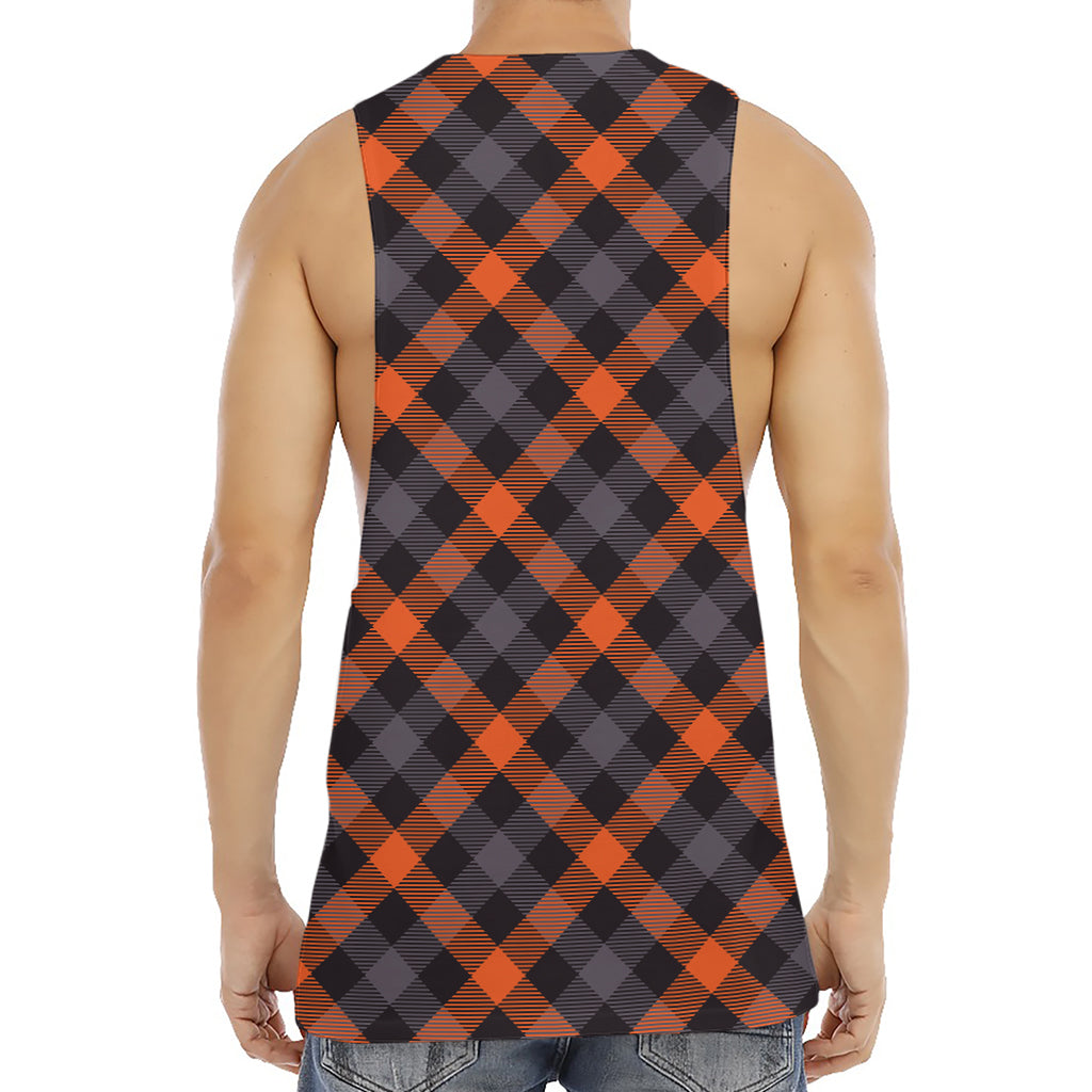Halloween Buffalo Check Pattern Print Men's Muscle Tank Top