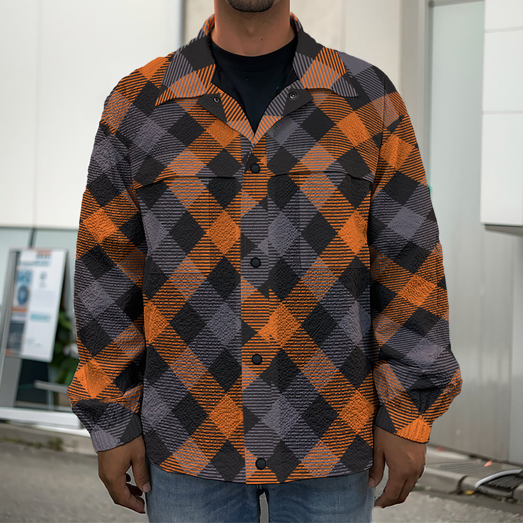 Halloween Buffalo Check Pattern Print Men's Shirt Jacket