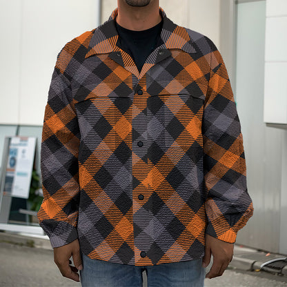 Halloween Buffalo Check Pattern Print Men's Shirt Jacket