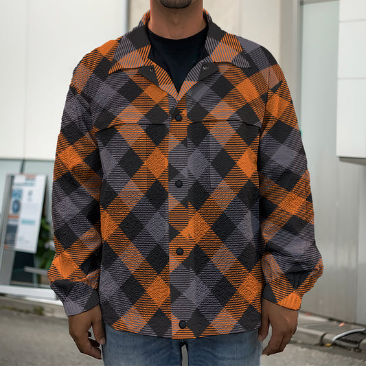 Halloween Buffalo Check Pattern Print Men's Shirt Jacket