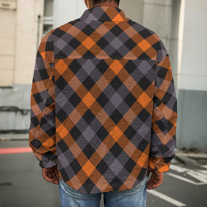 Halloween Buffalo Check Pattern Print Men's Shirt Jacket