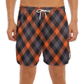 Halloween Buffalo Check Pattern Print Men's Split Running Shorts