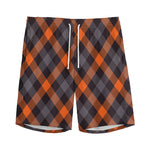 Halloween Buffalo Check Pattern Print Men's Sports Shorts